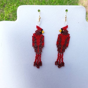 Native American Style Beaded Cardinal Earrings Wild Life Bird ...