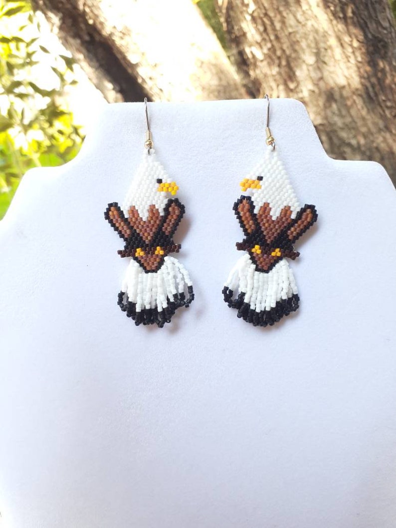 Native American Style Beaded Eagle Animal Wildlife Earrings Etsy