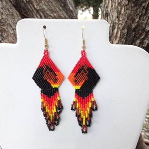 Native American Style Beaded Brown and Black Sunset Horse Earrings Beautiful Southwestern, Boho, Hippie Great Gift Very Light image 6