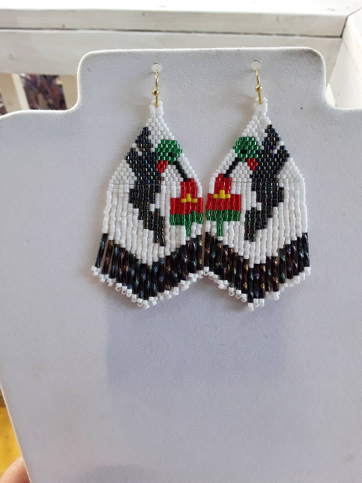 Native American Style Beaded Hummingbird Earrings Boho Etsy