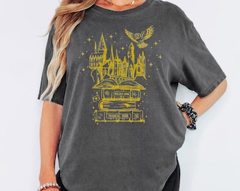 Wizard Castle Comfort Colors® Shirt, Magical Book Graphic Tee, Fantasy Owl T Shirt, Witchy Aesthetic Shirt, Cozy Book Lover Tee