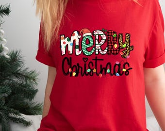 Merry Christmas Shirt, Cute Holiday T Shirt, Festive Graphic Tee, Unisex Christmas Outfit, Fun Xmas Gift