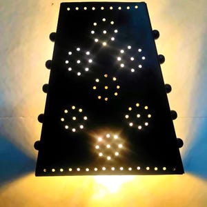 Handcrafted Black Metal Sconce: Mid-Century Starburst Perforated Wall Light