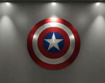 Handgefertigtes 24-Zoll-Vibranium-ähnliches Schild von Captain America in hochwertiger Metalloptik.