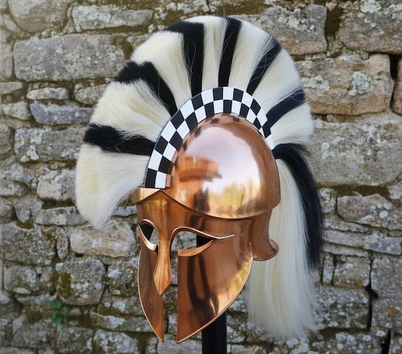 Handcrafted Spartan Bronze Helmet, Greek Armor, Cosplay LARP