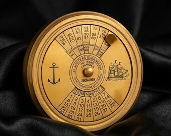 Personalized Handcrafted Brass Sundial Compass with Perpetual Calendar – Embossed Leather Case