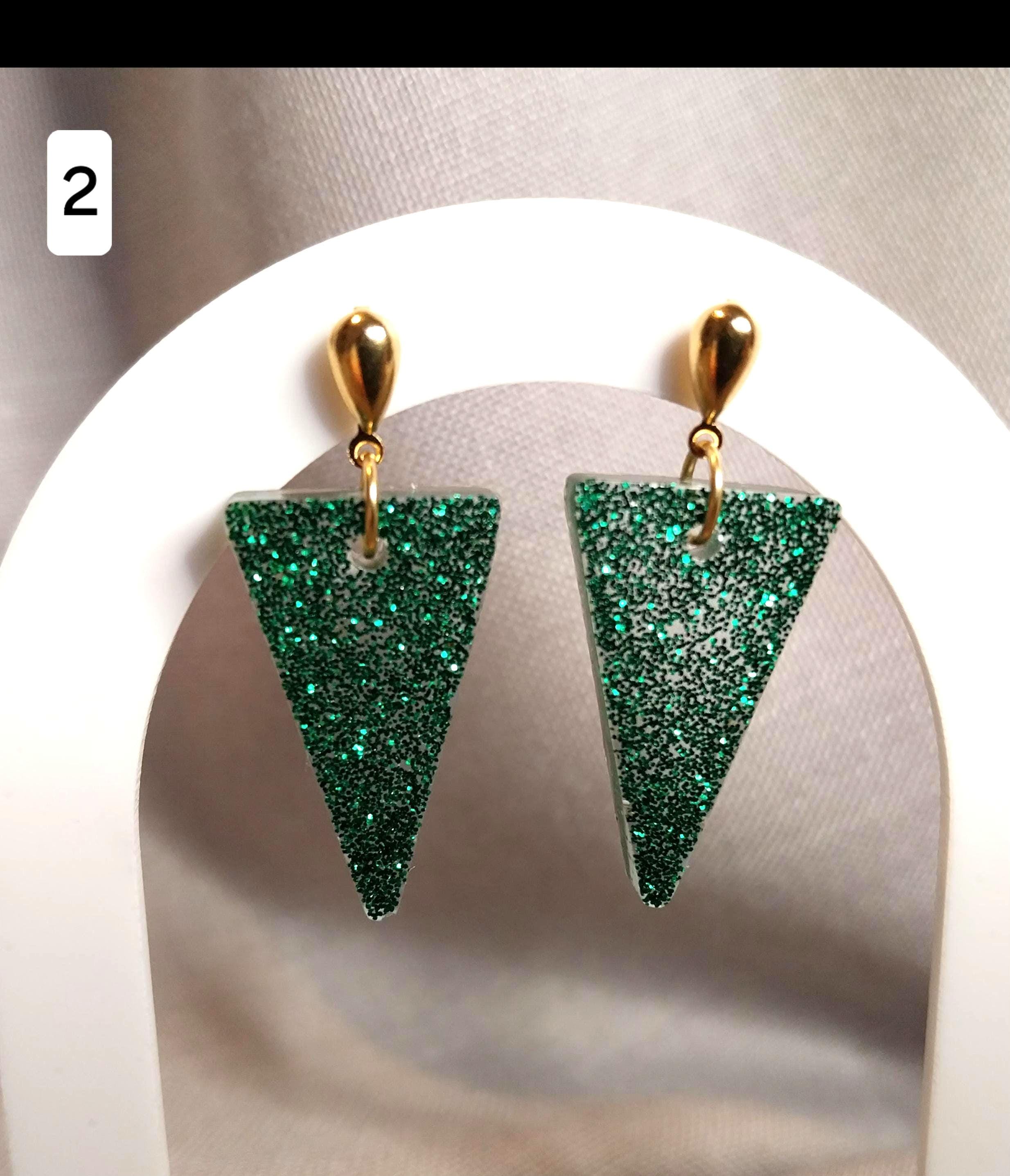 Boucles D'oreilles Verre Cabochon Croix Occitane - Dormeuses Multicolores