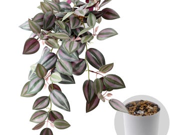 Artificial Hanging PlantsFaux Realistic Silk Greenery with Plastic Pot Fake Potted Plants for Shelf Tabletop CabinetWindowBedroomOffice Home