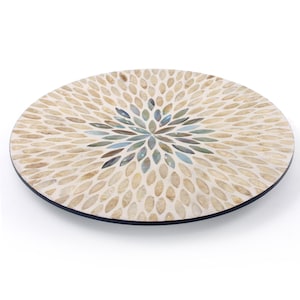 Lazy Susan-fat i pärlemor, bohemisk dekor, roterande bricka (33 cm)