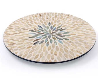 Mother of Pearl Lazy Susan, Bohemian Decor, Rotating Tray (13.5")