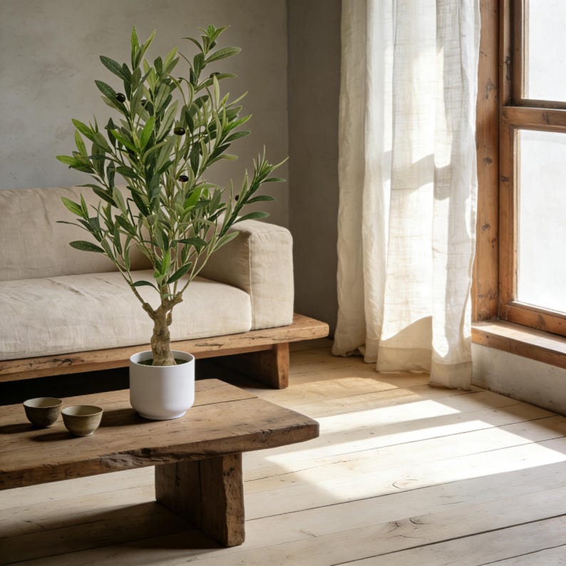 Olivo artificial en maceta, ideal para escritorio, oficina, dormitorio, baño y sala de estar. imagen 4
