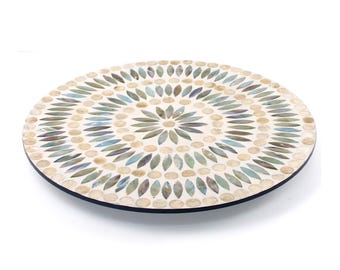 Bandeja giratoria de nácar, estilo bohemio (34,3 cm)