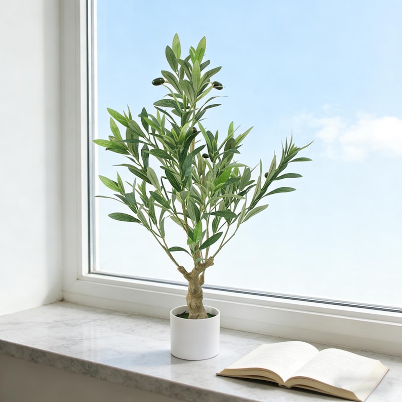 Olivo artificial en maceta, ideal para escritorio, oficina, dormitorio, baño y sala de estar. imagen 6