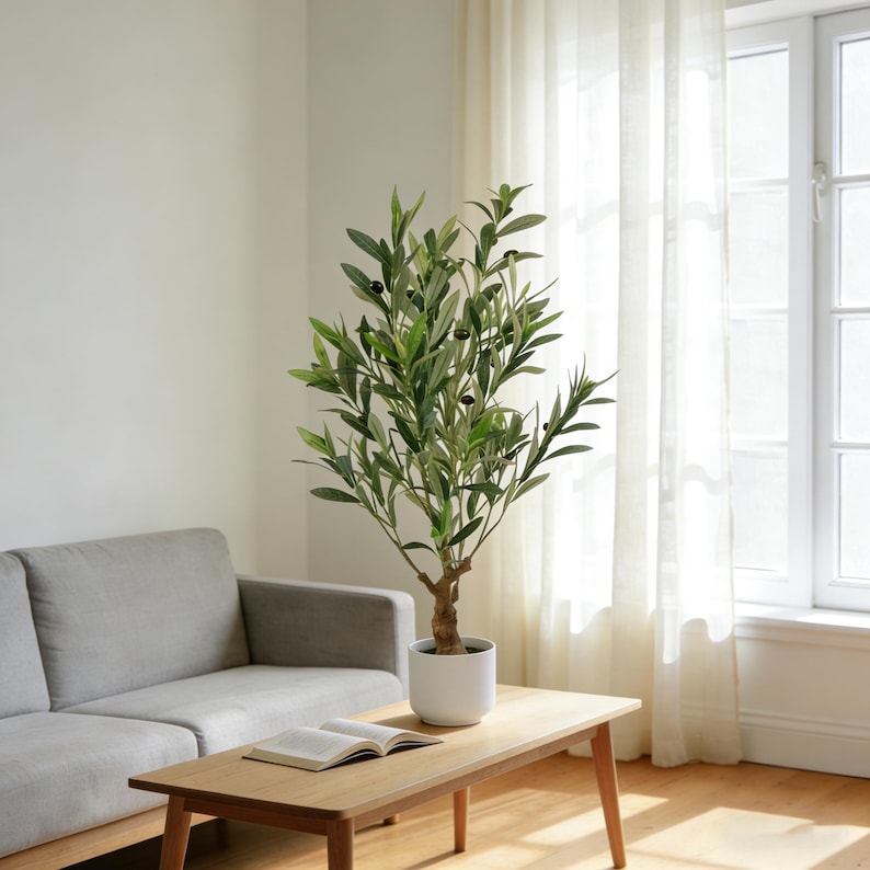 Olivo artificial en maceta, ideal para escritorio, oficina, dormitorio, baño y sala de estar. imagen 5