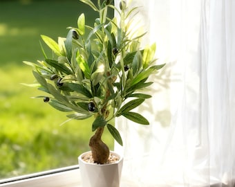 Olivo artificial, planta artificial alta en maceta, decoración del hogar