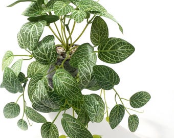 Pequeñas plantas artificiales en maceta de cerámica, plantas artificiales de interior en maceta, enredaderas artificiales.