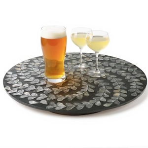 Mother of Pearl Lazy Susan: Round Shell Tray, Bohemian Decor (13.8-inch)
