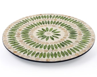 Bandeja giratoria de nácar, estilo bohemio (34,3 cm)