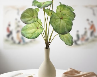 Plantas artificiales tropicales de pilea con jarrón de cerámica, vegetación artificial para interiores, para oficina, escritorio, dormitorio, sala de estar, baño y estantería.