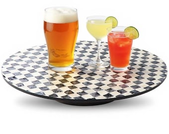 Mother of Pearl Lazy Susan, Bohemian Decor, Rotating Tray (13.8")