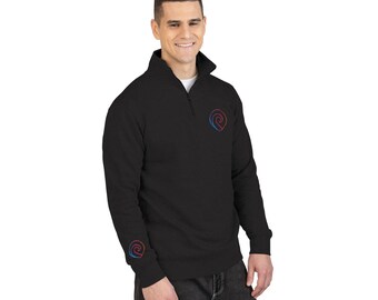 Viertel-Zip-Pullover-Pullover | Bestickter Half-Zip Sweater
