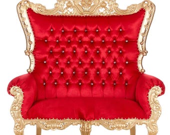 Divanetto di lusso a forma di trono, sedia in mogano intagliata a mano, seduta per matrimoni.