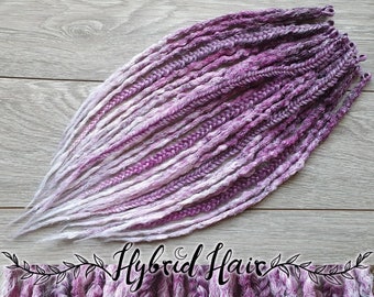 Ombre Synthetic Dreadlocks Extensions Dusky purple pink full set 50 single ended