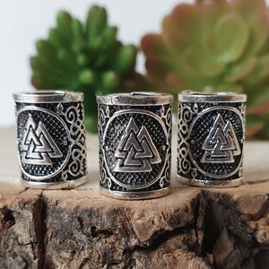 Valknut Viking Norse Dreadlock Beard Large Bead Silver Design 1 bead