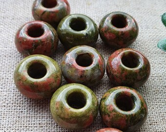 Unakite Jasper Gemstone dreadlock bead set of 2 Dreadlock Jewlery Europian charm