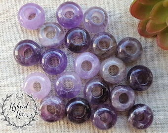 Amethyst set of 2 dreadlock beads dread Jewelry accessories gemstone crystal  bead charm cuff goth wicca