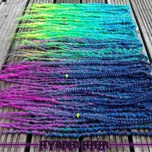 Neon Synthetic Dreadlocks Extensions Ombre Galaxy On acid Goth Cyber Hair Extensions