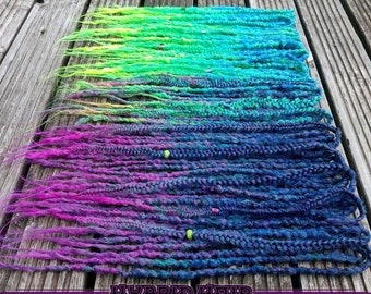 Neon Synthetic Dreadlocks Extensions Ombre Galaxy On acid Goth Cyber Hair Extensions