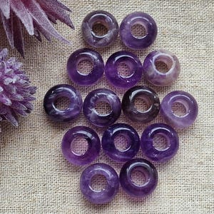 Amethyst set of 2 dreadlock beads dread Jewelry accessories gemstone crystal  bead charm cuff goth wicca