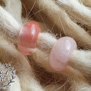 Rose Quartz Gemstone Dreadlock Bead set of 2 Dread Jewelry Accessories image 4