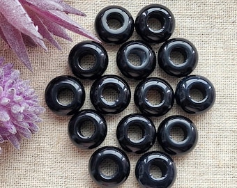 Obsidian Round Dreadlock Beads, Gemstone Crystal Dread Jewellery (Set of 2)
