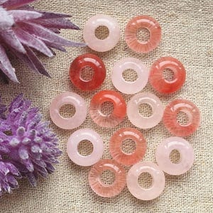 Rose Quartz Gemstone Dreadlock Bead set of 2 Dread Jewelry Accessories