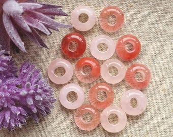 Rose Quartz Gemstone Dreadlock Bead set of 2 Dread Jewelry Accessories