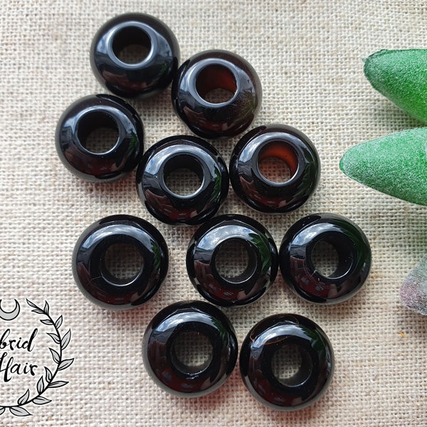 Obsidian Round Dreadlock beads  Dreadlock Jewellery Dread Accessories Gemstone crystal dread bead Set Of 2