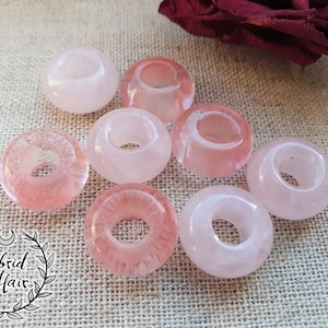 Rose Quartz Gemstone Dreadlock Bead set of 2 Dread Jewelry Accessories image 1