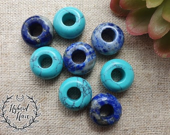 Dreadlock Bead Set Of 2 Turquoise or Lapis Lazuli Jewelry Dreads Accessories