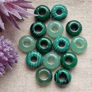 Gemstone dreadlock bead set of 3 Jade Malachite Green Aventurine dreadlock jewlery
