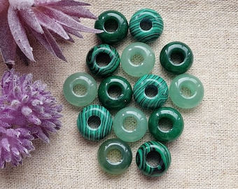Gemstone dreadlock bead set of 3 Jade Malachite Green Aventurine dreadlock jewlery