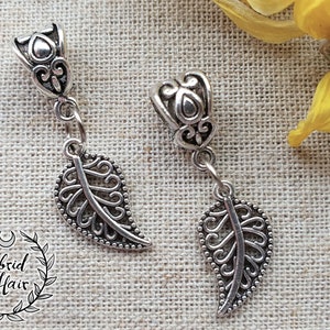 Dreadlock bead Dread Accessories Dreadlock Jewelry cuff charm dreads ethnic nature leaf bead silver image 2