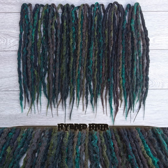 Dark Green Blue Dreads with Braids. Custom Synthetic Extensions. –  DeadCatDreads