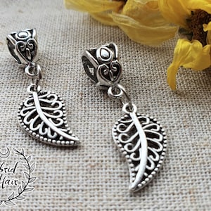 Dreadlock bead Dread Accessories Dreadlock Jewelry cuff charm dreads ethnic nature leaf bead silver image 1