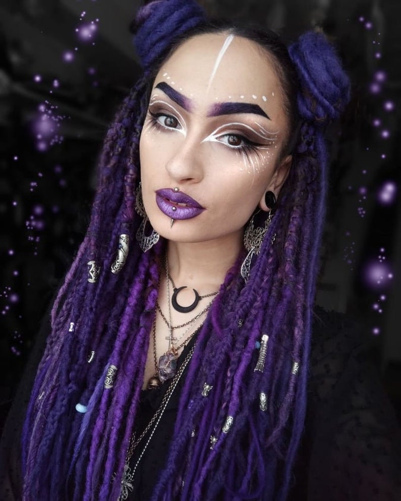 Purple Synthetic dreadlocks Extensions Braids Goth dreads Custom Single Or Double Ended image 9