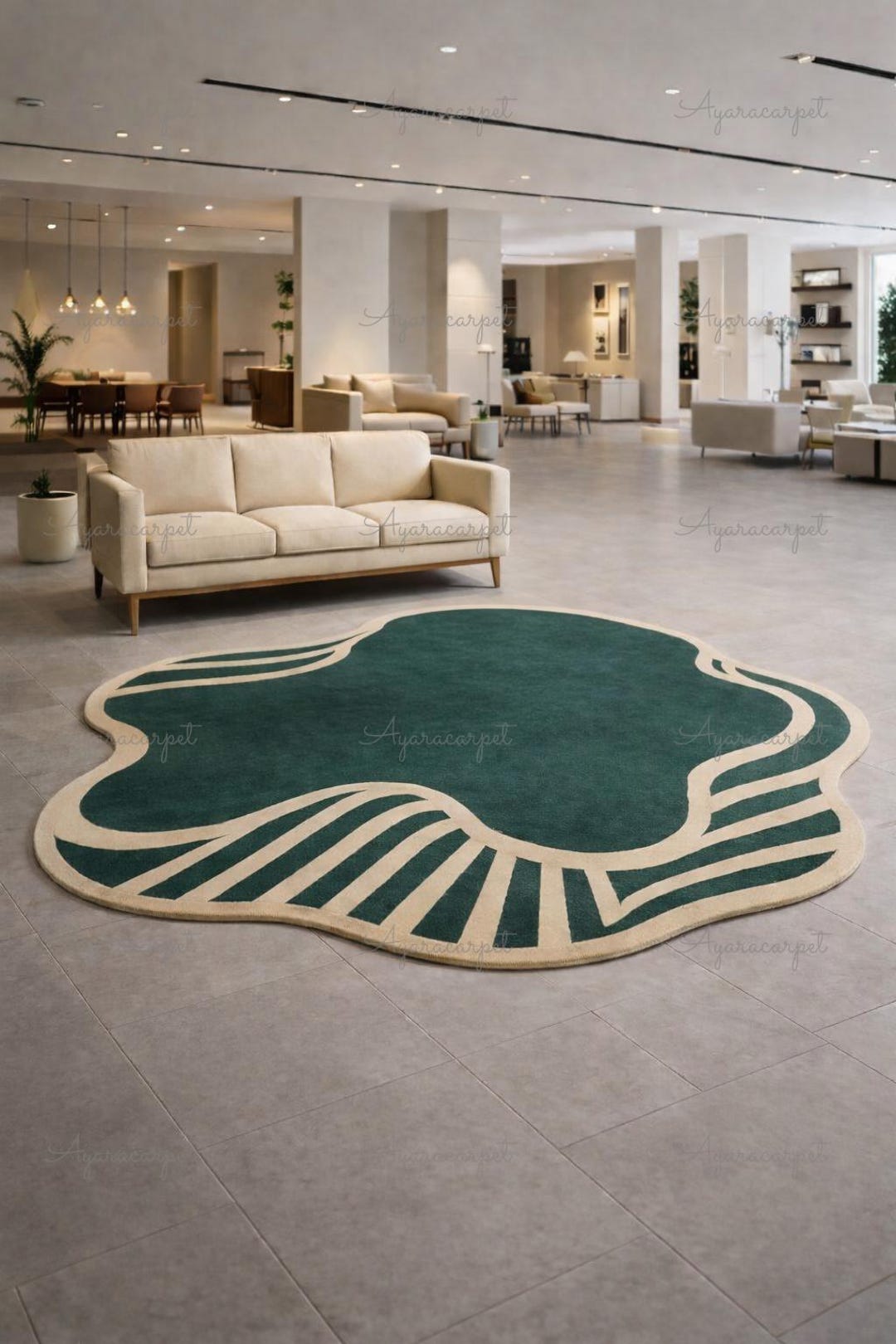 Hand-tufted Wool Area Rug | Green Abstract Design - Etsy