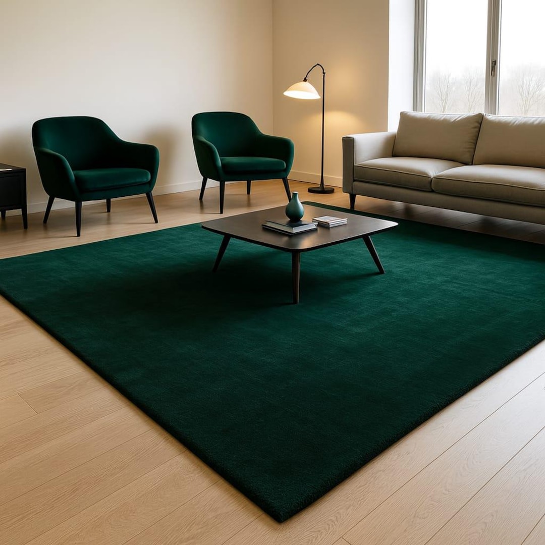 Hand Tufted Modern Dark Green Wool Rug - Luxury Living Room Carpet - Etsy