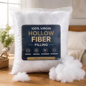 Virgin Hollow Fibre Filling for Cushions & Crafts Premium Polyester For Toy Stuffing and Pillows, DIY Home Decor Hypoallergenic Fill