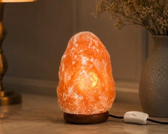 Himalayan Salt Lamp | Pink Crystal Rock Night Light, Air Purifying Bedroom Lamp